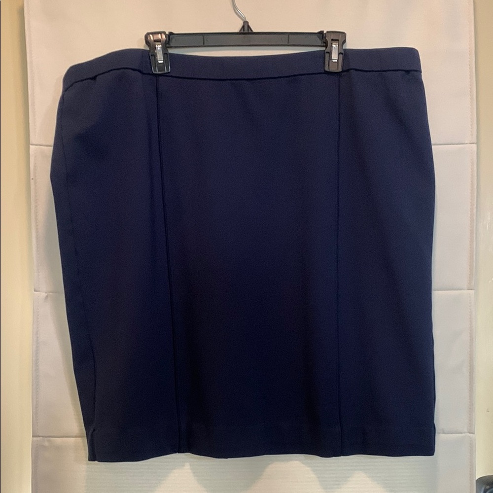 ELOQUII Ultimate Stretch Ponte Pencil Skirt Navy Blue Plus Size 26 Workwear
